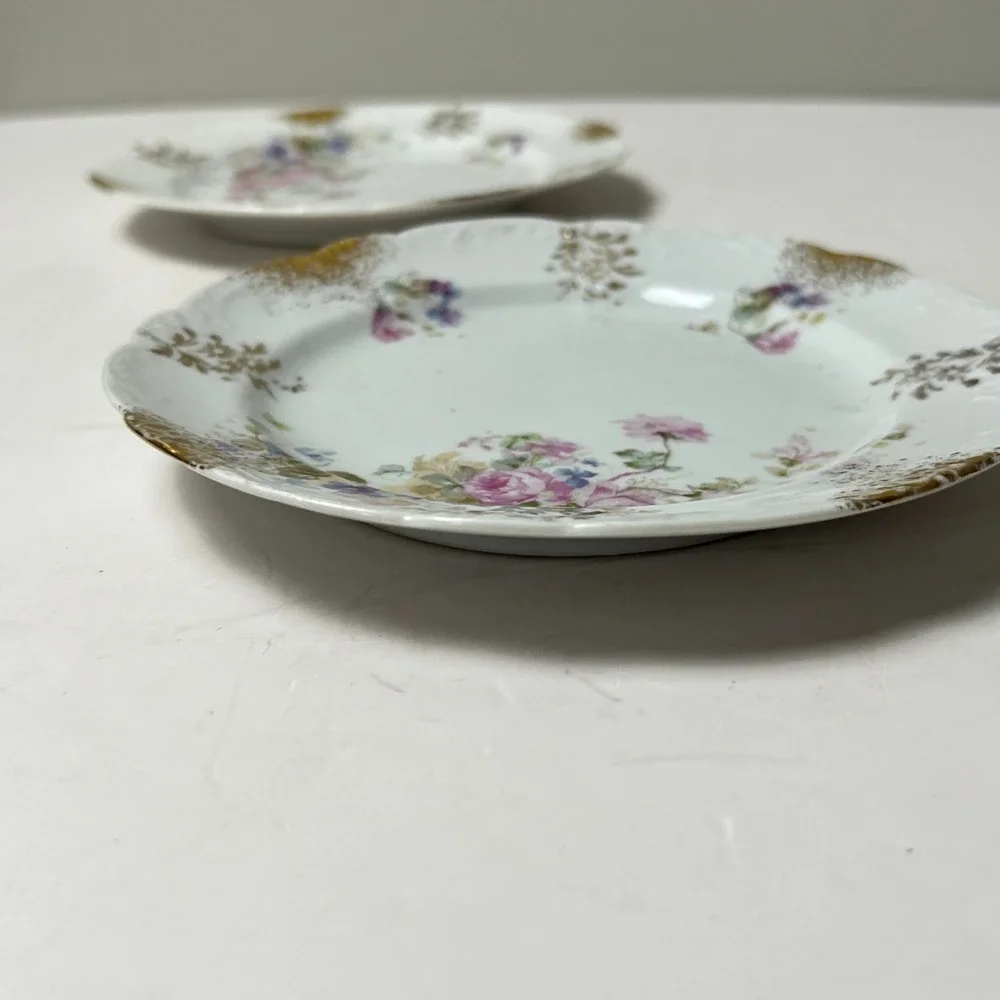 Antique Porcelain Plates Set of 2 6.25